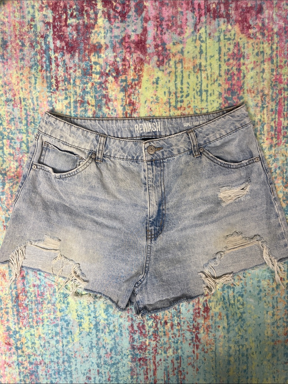 Rewash Light Blue Distressed Jean Shorts